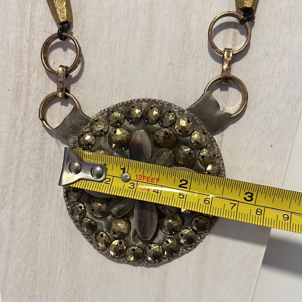 Chico’s Necklace fabric bead medallion boho chic - Picture 6 of 10
